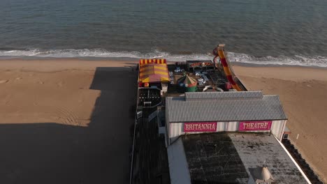 Britannia-Theater-from-an-aerial-perspective,-the-camera-flies-over-the-facilities-that-have-different-attractions-for-tourists-and-visitors