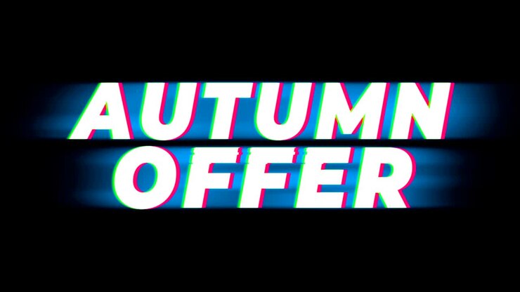 Promozione con testo "Saldi Autunnali" ed effetto glitch vintage