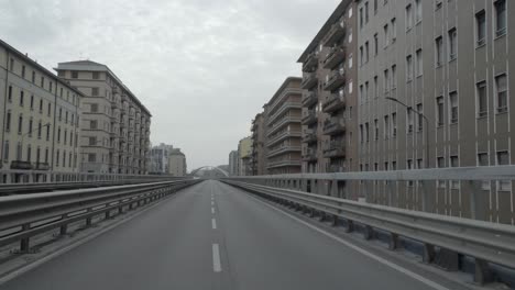 city elevated street of milano during covid lockdown