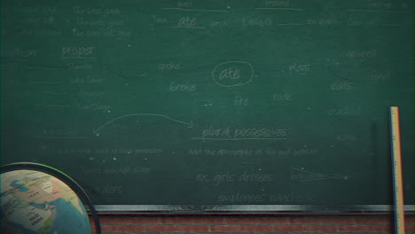 closeup mathematical formula and elements on blackboard 12