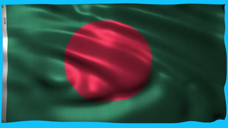 Bandera-De-Bangladesh,-Pantalla-Verde,-Pantalla-Azul