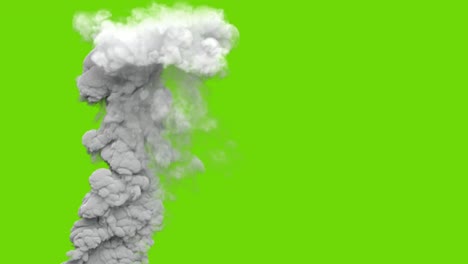 columna de humo de emisiones de co2 gris de la central eléctrica de carbón en pantalla verde, aislada