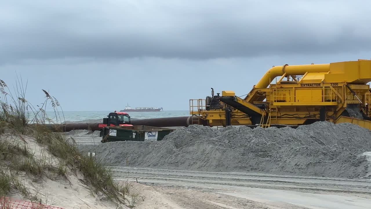 Equipment used for beach replenishment, pumping and spreading sand