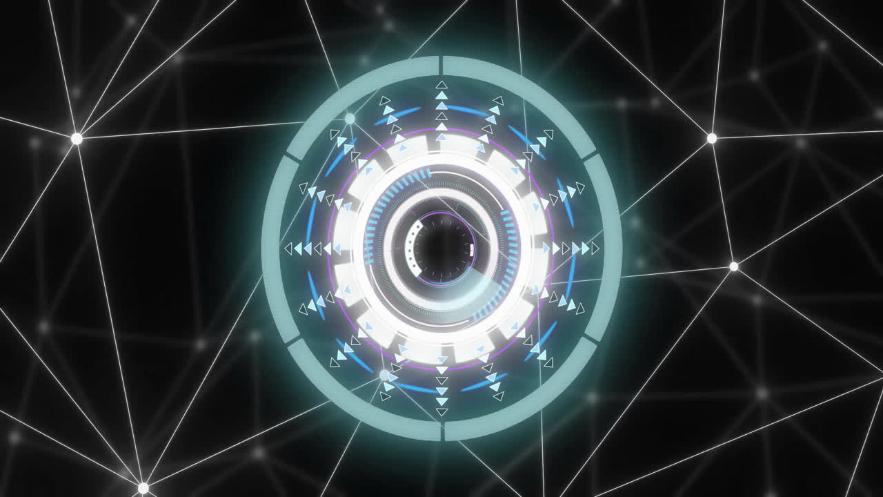 animación de escaneo de alcance y conexiones en fondo negro