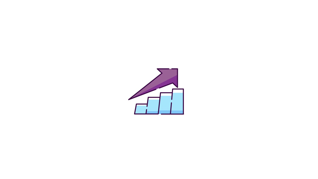 Animated Bar Chart with Upward Arrow Showing Growth and Progress