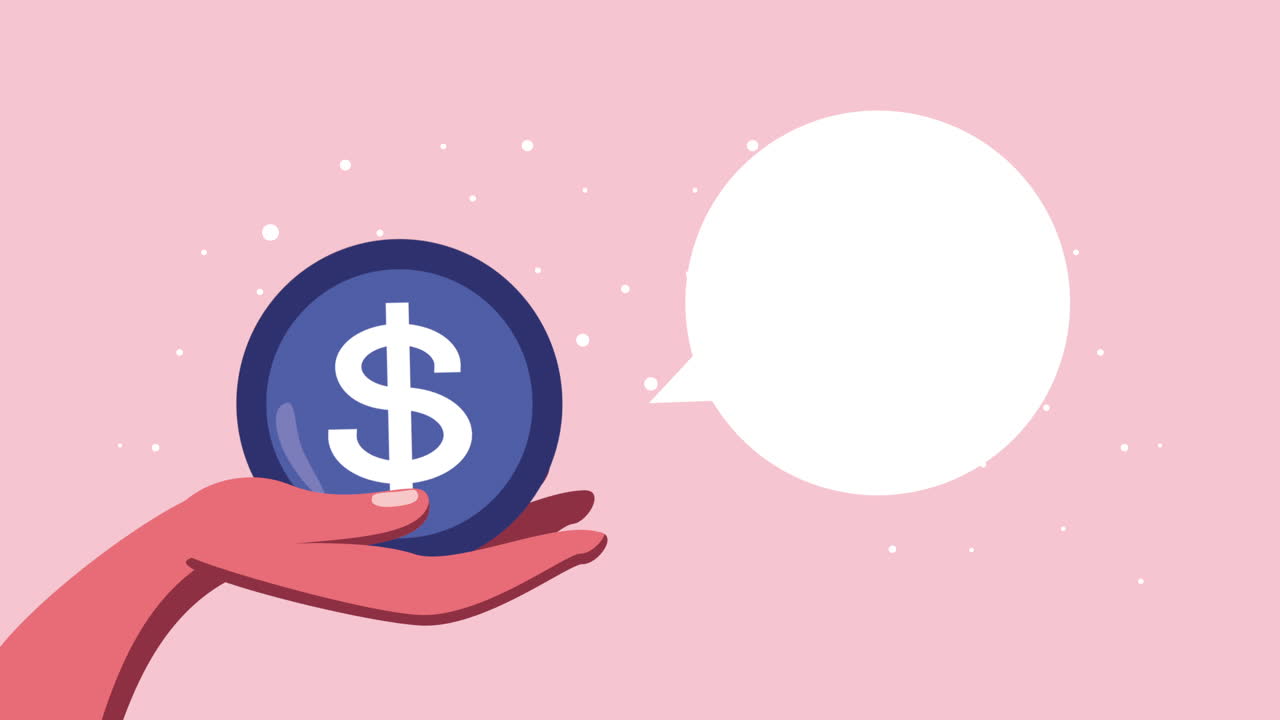 Hånd der løfter dollar-mønt animation