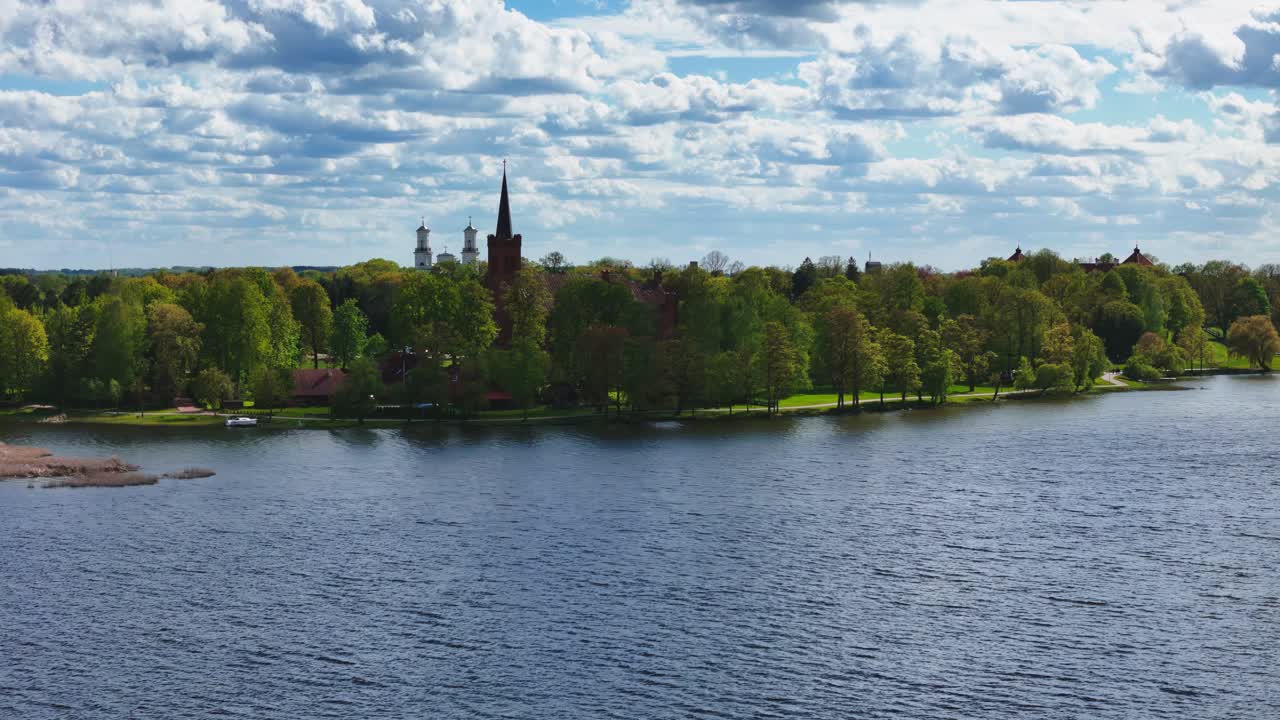 Lithuanian summer scenery, drone footage on bright days