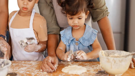 hands, learning and parents baking with children