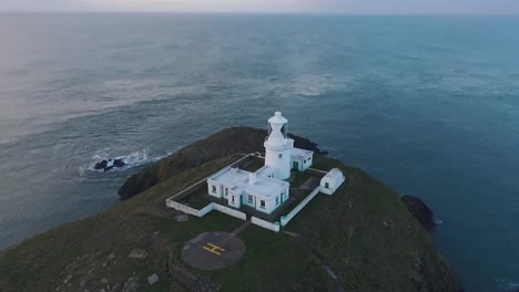 aerial view of strumble head lighthouse in the evening