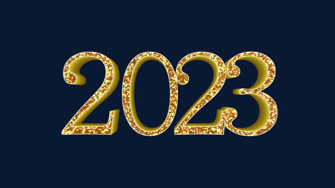 2023 anni con glitter oro su sfumatura blu