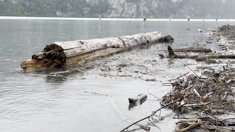 drizzling rain at shore of walensee lake creating tranquil experience