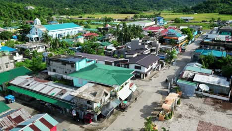 aerial dolly establishing small philippine city baras on island catanduanes