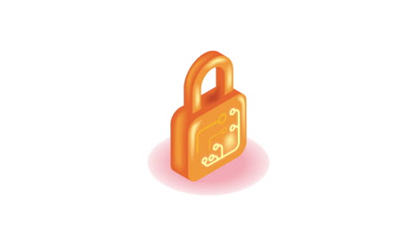 safe secure golden padlock animation