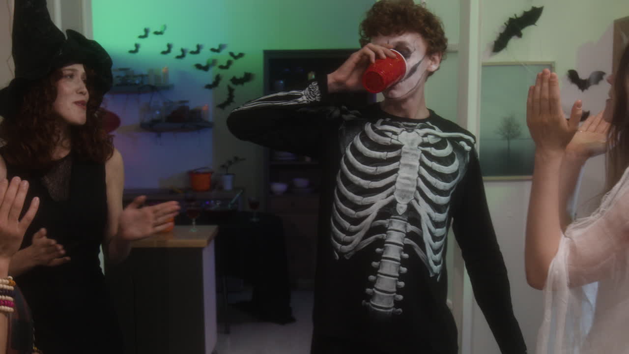 Halloween Party with Costumes and Decorations