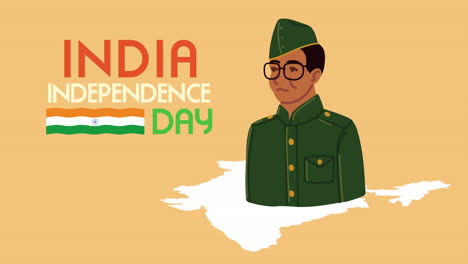 india independence day lettering with officer in map