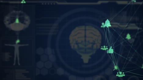 animation of molecules over data processing on black background