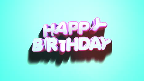 colorful 3d rendered happy birthday text on blue background