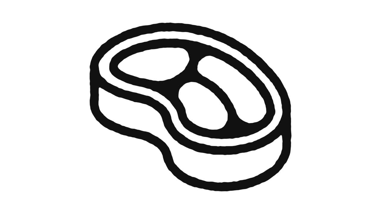 Steak Icon Animation Footage & Alpha Channel