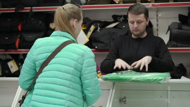 Buying video chroma key green screen background in photography and camera store