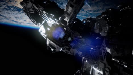 la nave espacial alienígena armada se acerca a la tierra