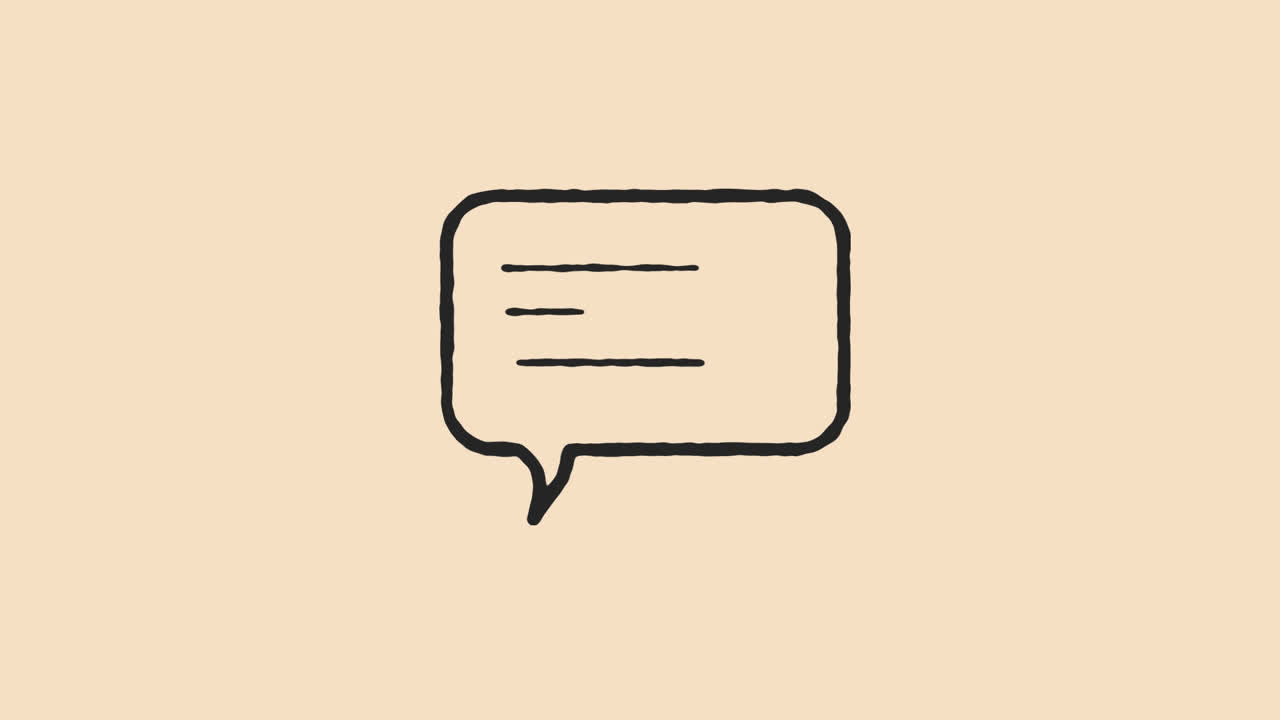 Animation of pencil and speech bubble on beige background