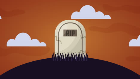 happy halloween celebration with graveyard animation