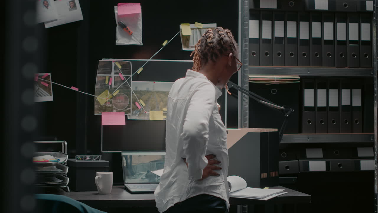 Detective working in office