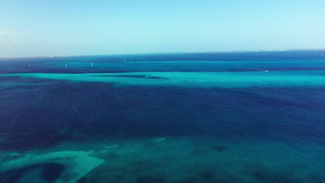 aerial view of the open sea at sunny day in caribbean near cancun mexico