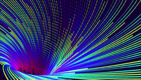 running or shifting lights. 3d abstract bg with glow particles. particles or dots with neon light, form surface of 3d object. bright creative motion design bg. luma matte as alpha channel.