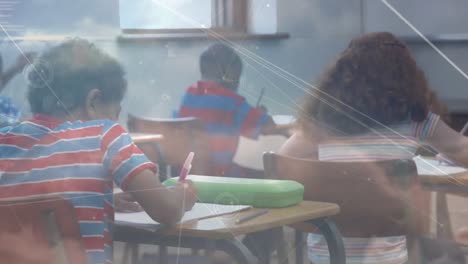 animación de la red de conexiones sobre los niños en edad escolar