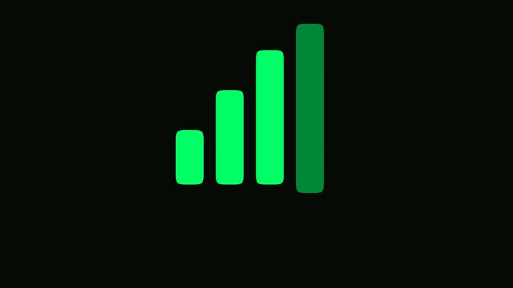 Animated Green Bar Graph Loading on Black Background
