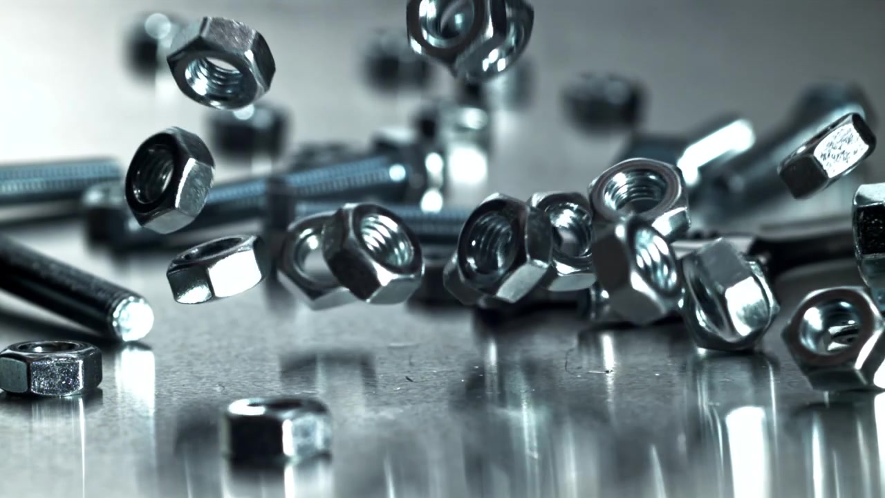 Slow Motion of Metal Nuts Falling on a Metallic Surface