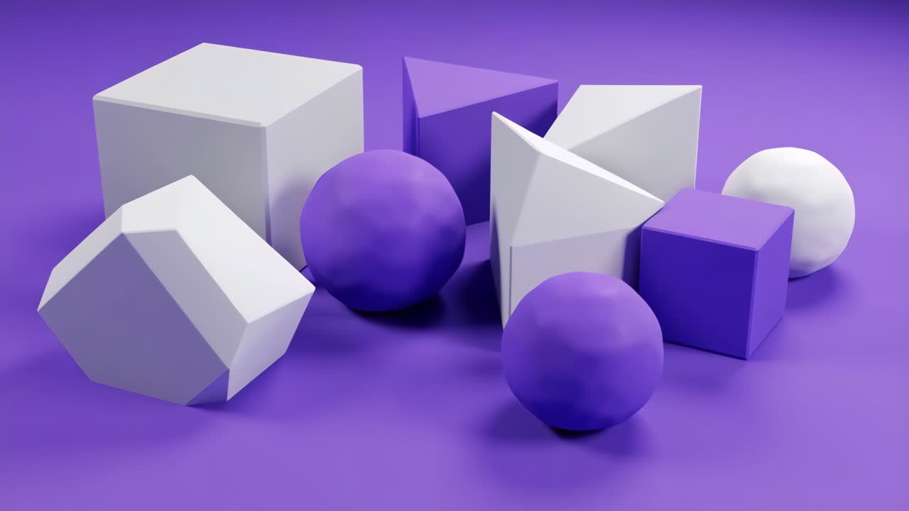 Abstract Geometric Shapes in Purple and White
