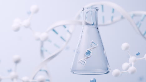 Conical flask and biological concept background, 3d rendering.
