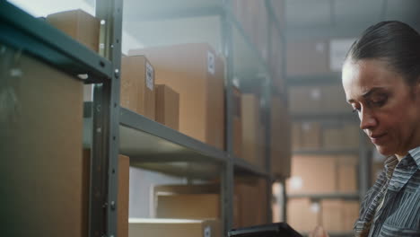 warehouse worker scanning inventory with tablet