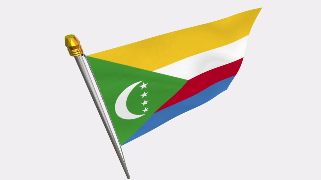 video de bucle de la bandera de las comoras revoloteando en el viento, video en cámara lenta de 4k, con canal alfa