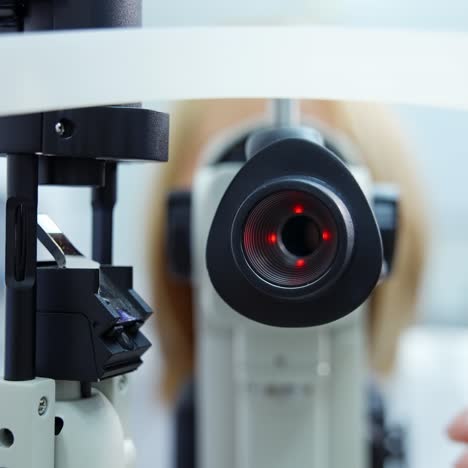 patient checking vision with equipment