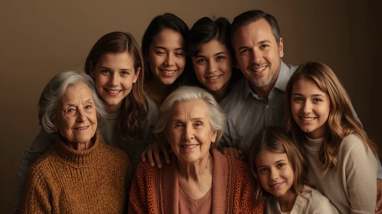 retrato de familia multigeneracional