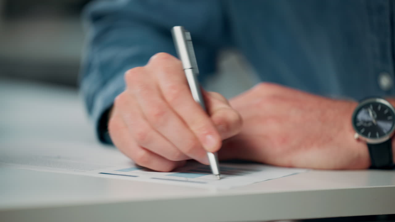 Hand writing on a document