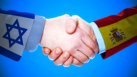 israel - spain  / handshake concept animation about countries and politics / with matte channel