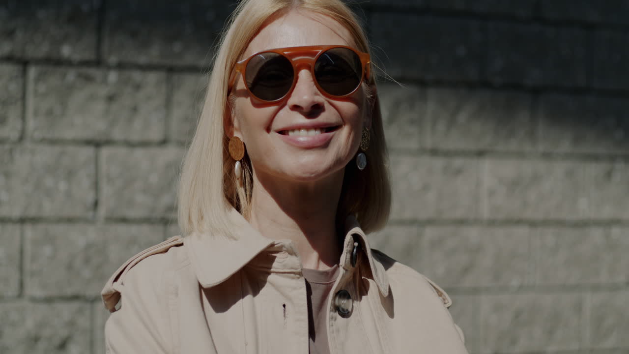 Stylish Woman in Beige Trench Coat