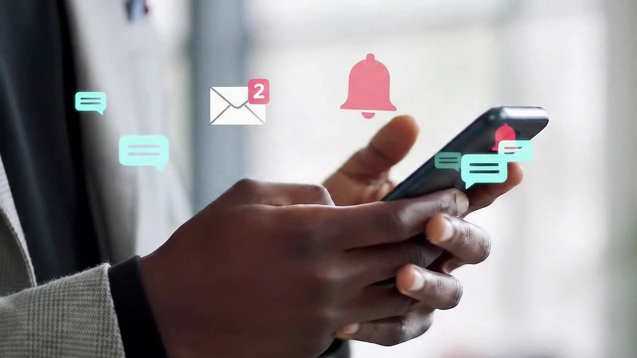 Close-Up of a Person Using a Smartphone with Social Media Notifications