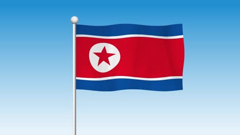 north korean flag waving in the wind