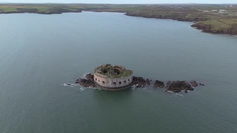 stack rock fort aerial view establishing milford haven small island stronghold ruins pembrokeshire