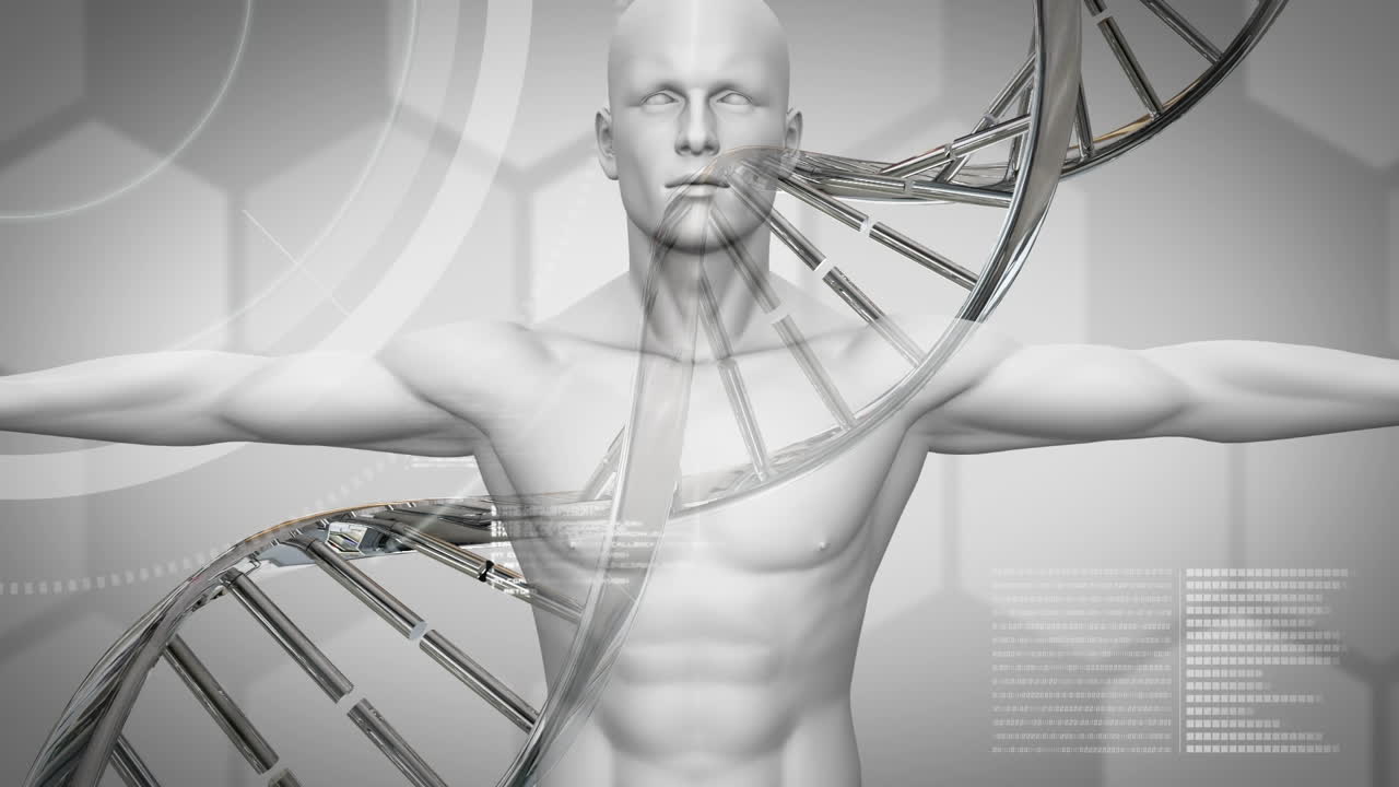 dna 줄이 회전 및 과학 데이터 처리의 애니메이션