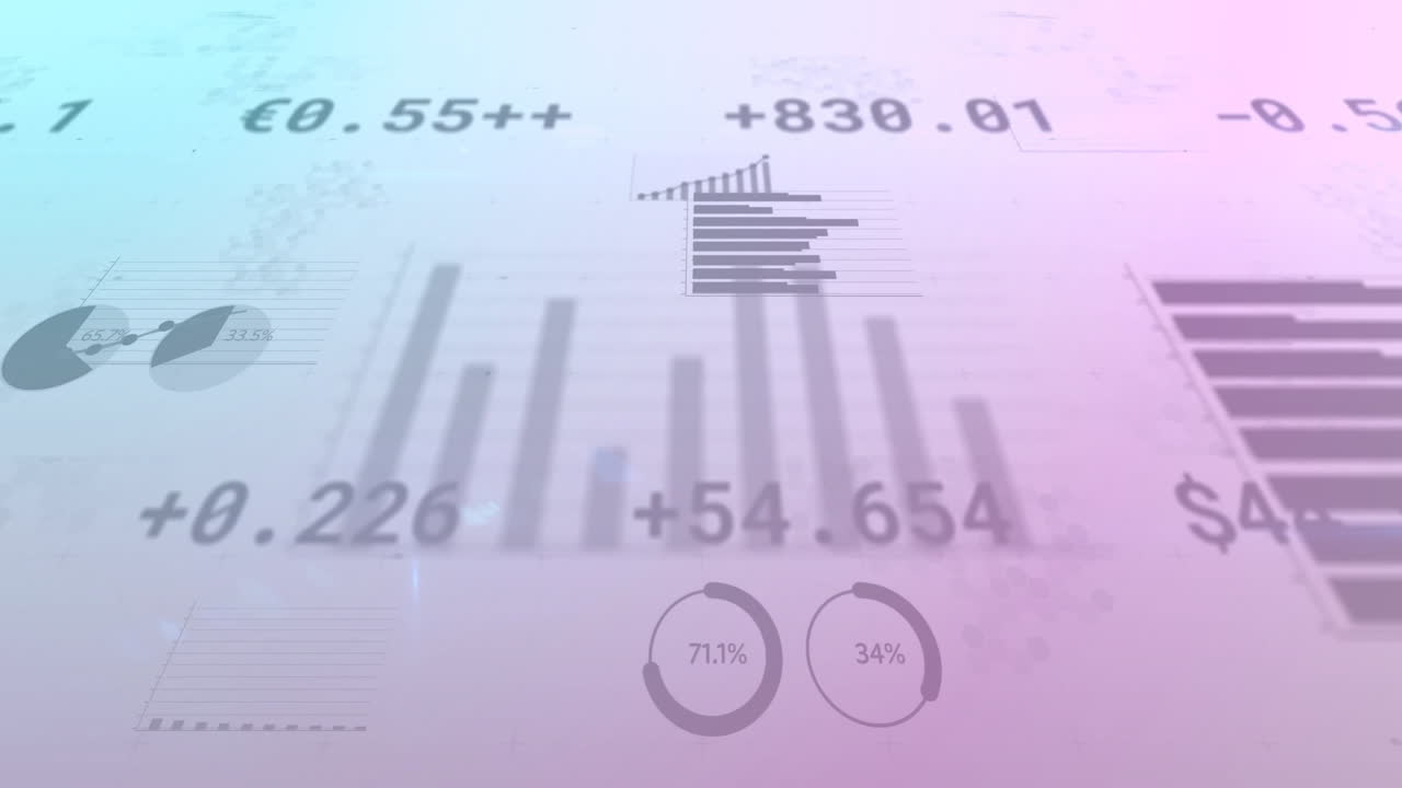 Animation of diagrams and data processing over stock market