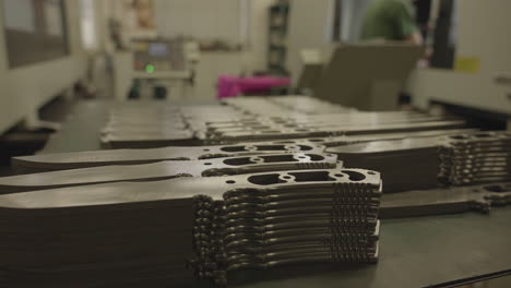 Military Fixed Blade Knives Production, Stainless Steel Patterns Prepared For Final Processing and Assembling, Close Up