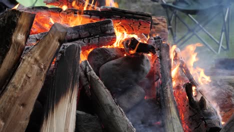 heating rocks in the bonfire