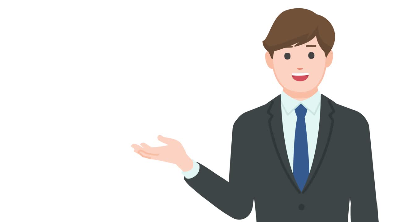 Talking businessman showing gesture isolated on white background