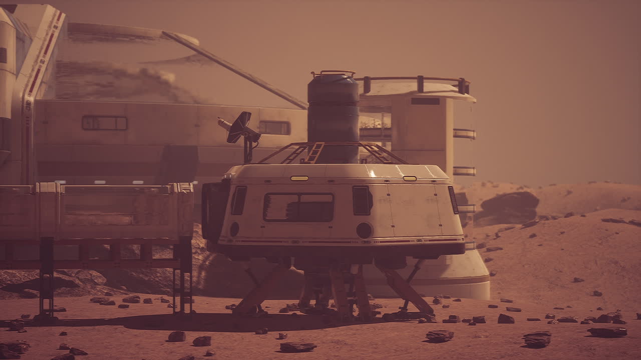 Future mars colony habitat showcasing advanced living and research facilities